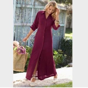 Soft Surroundings 100% Linen Long sleeve maxi dress size large